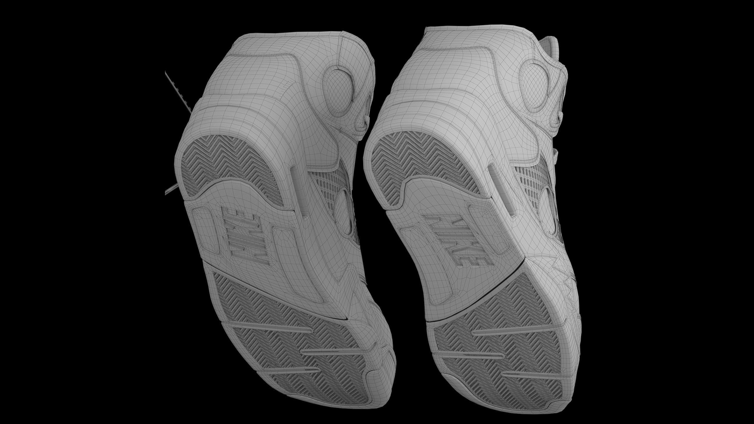 Off White Nike Jordan 5 Air force USA Low-poly 3D model_13