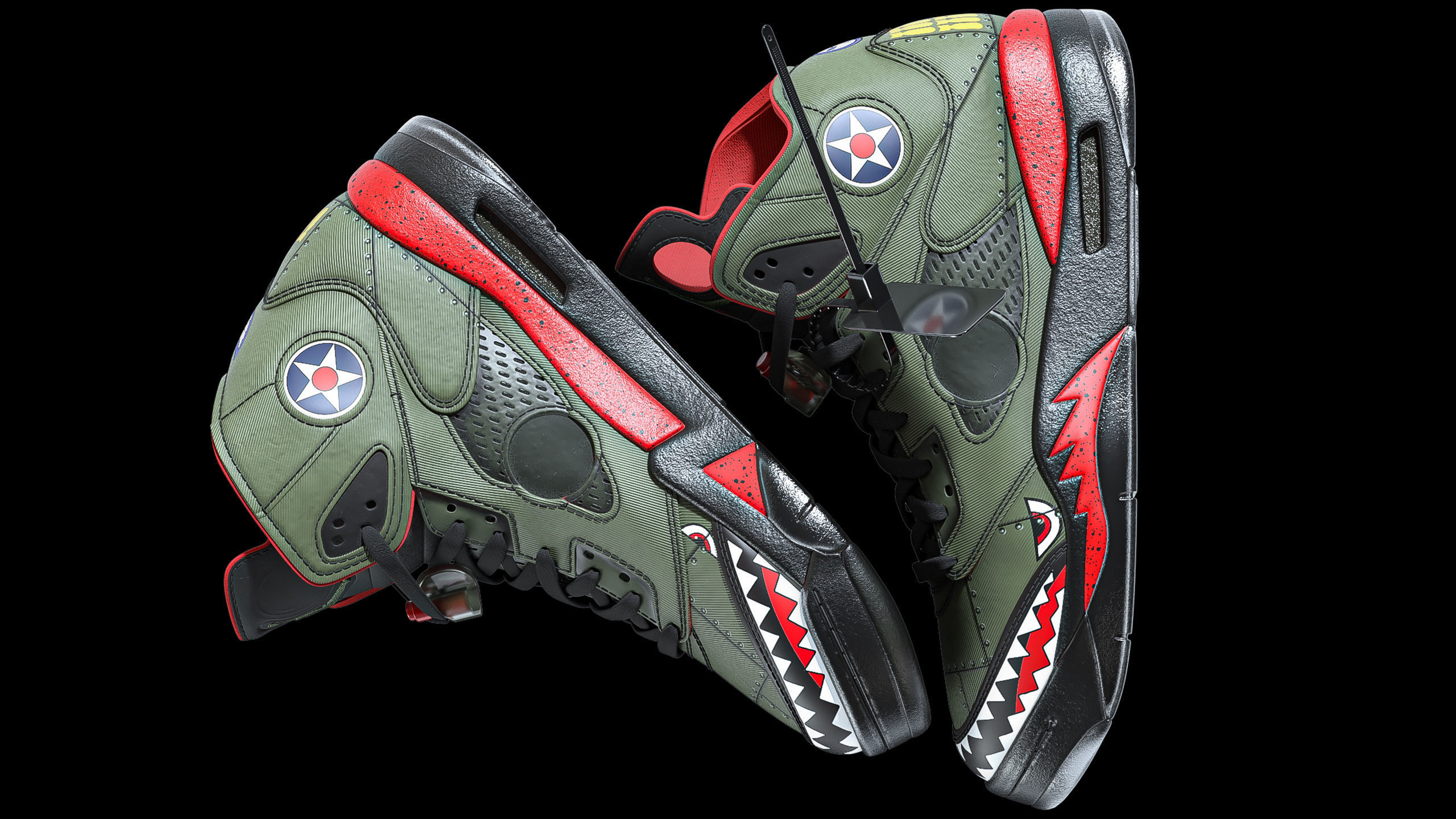 Off White Nike Jordan 5 Air force USA Low-poly 3D model_2