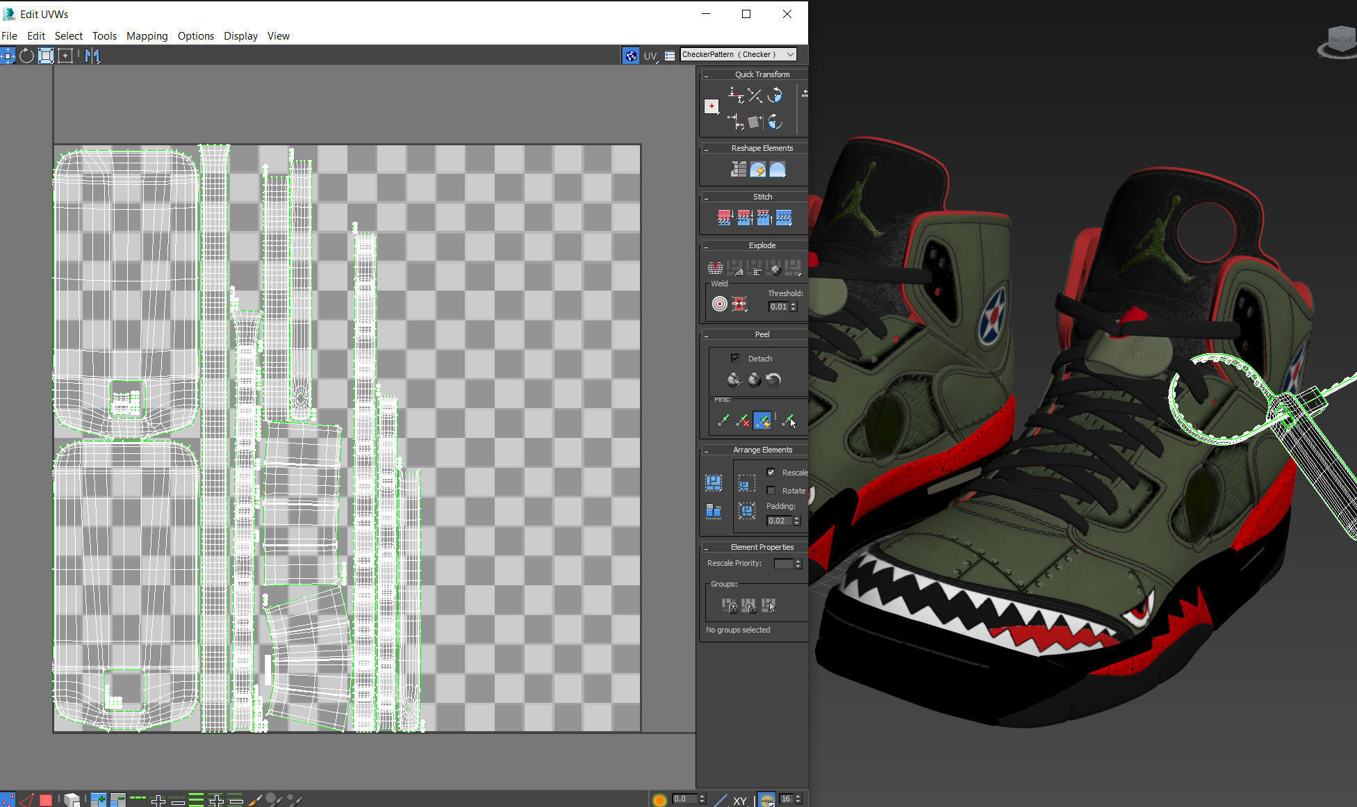 Off White Nike Jordan 5 Air force USA Low-poly 3D model_24