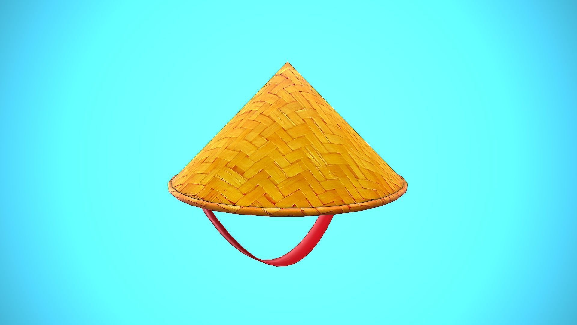 ASIAN HAT CARTOON STYLIZED Low-poly 3D model_10