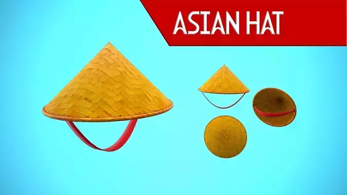 ASIAN HAT CARTOON STYLIZED Low-poly 3D model
