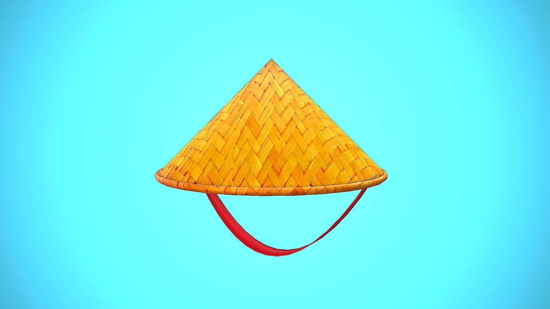 ASIAN HAT CARTOON STYLIZED Low-poly 3D model_8