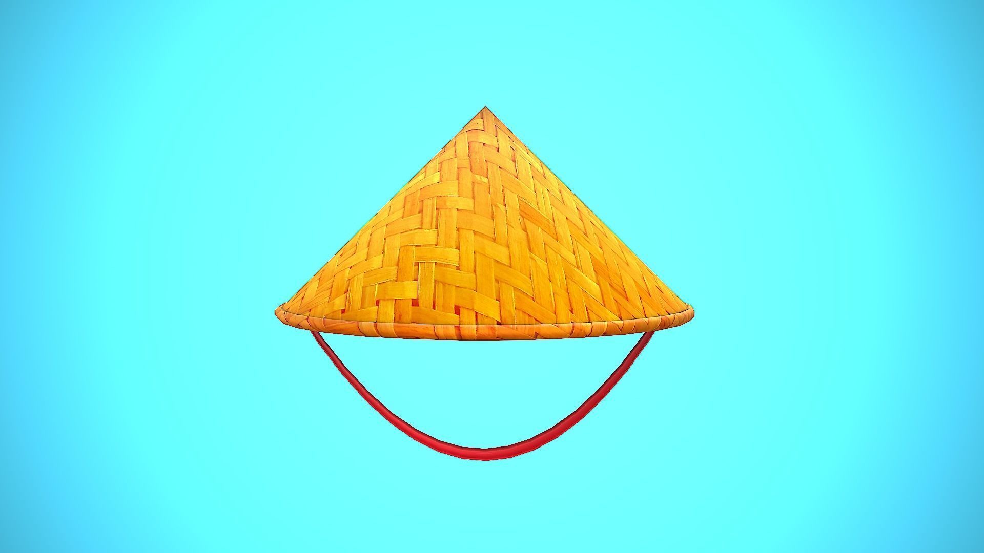 ASIAN HAT CARTOON STYLIZED Low-poly 3D model_7