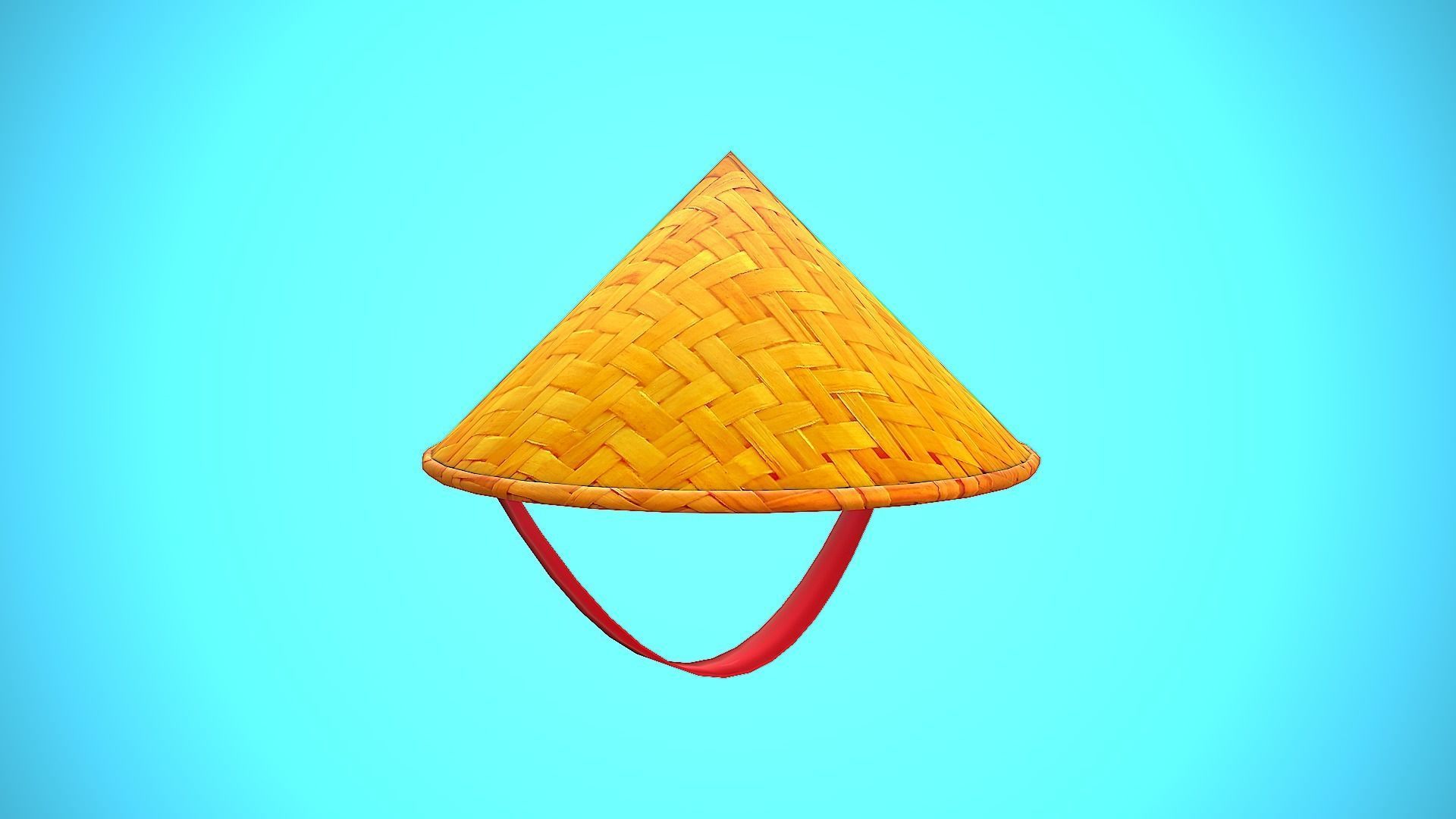 ASIAN HAT CARTOON STYLIZED Low-poly 3D model_5