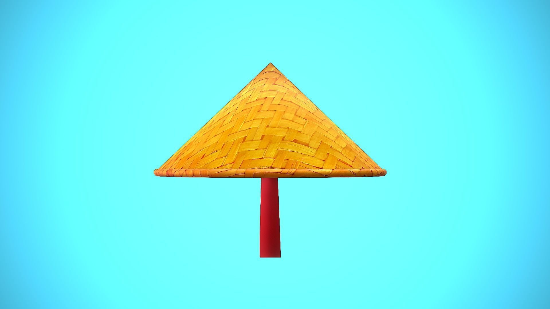 ASIAN HAT CARTOON STYLIZED Low-poly 3D model_9