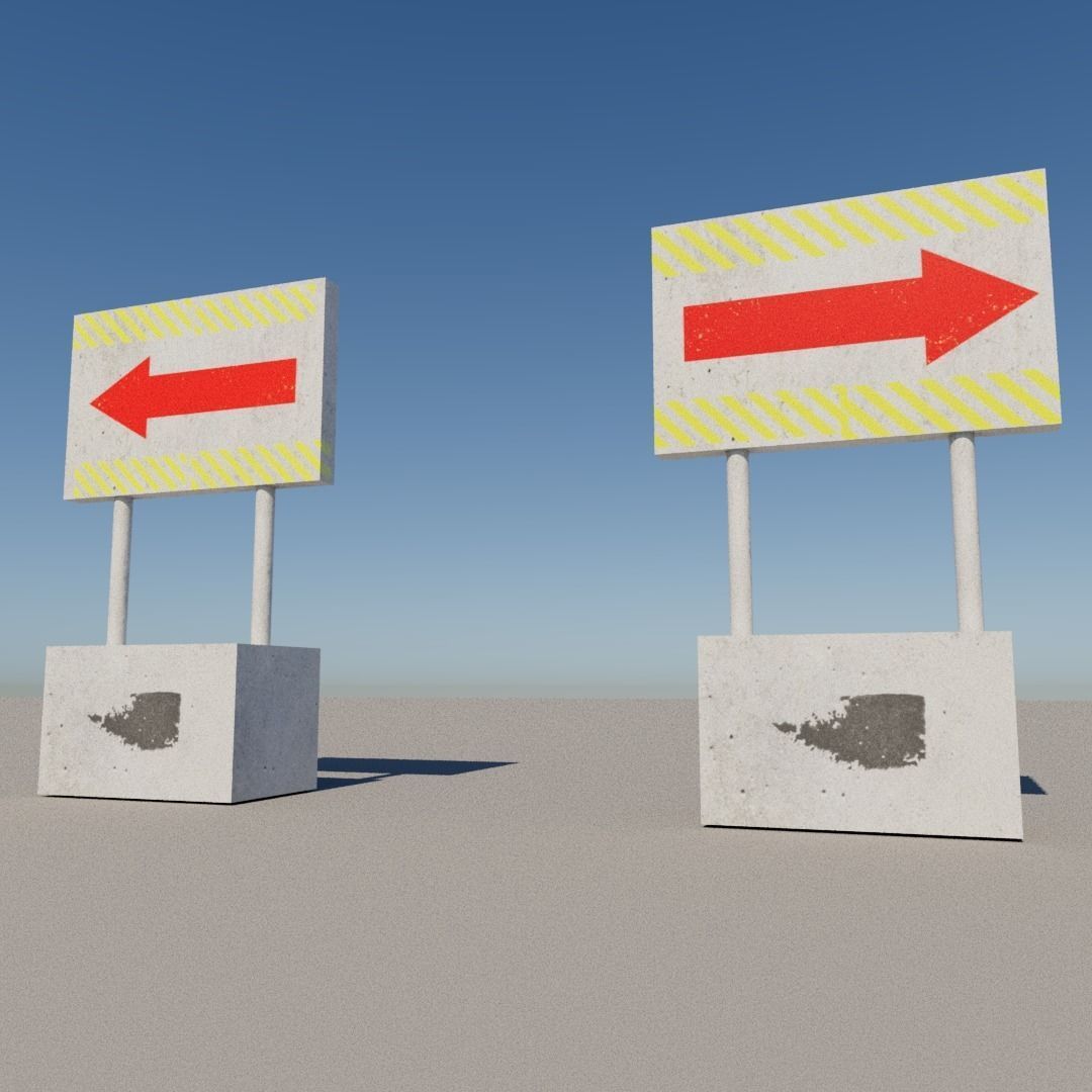 3D model Turn right and left sign VR / AR / low-poly | CGTrader