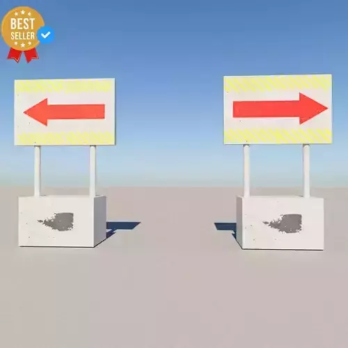 Turn right and left sign Low-poly 3D model