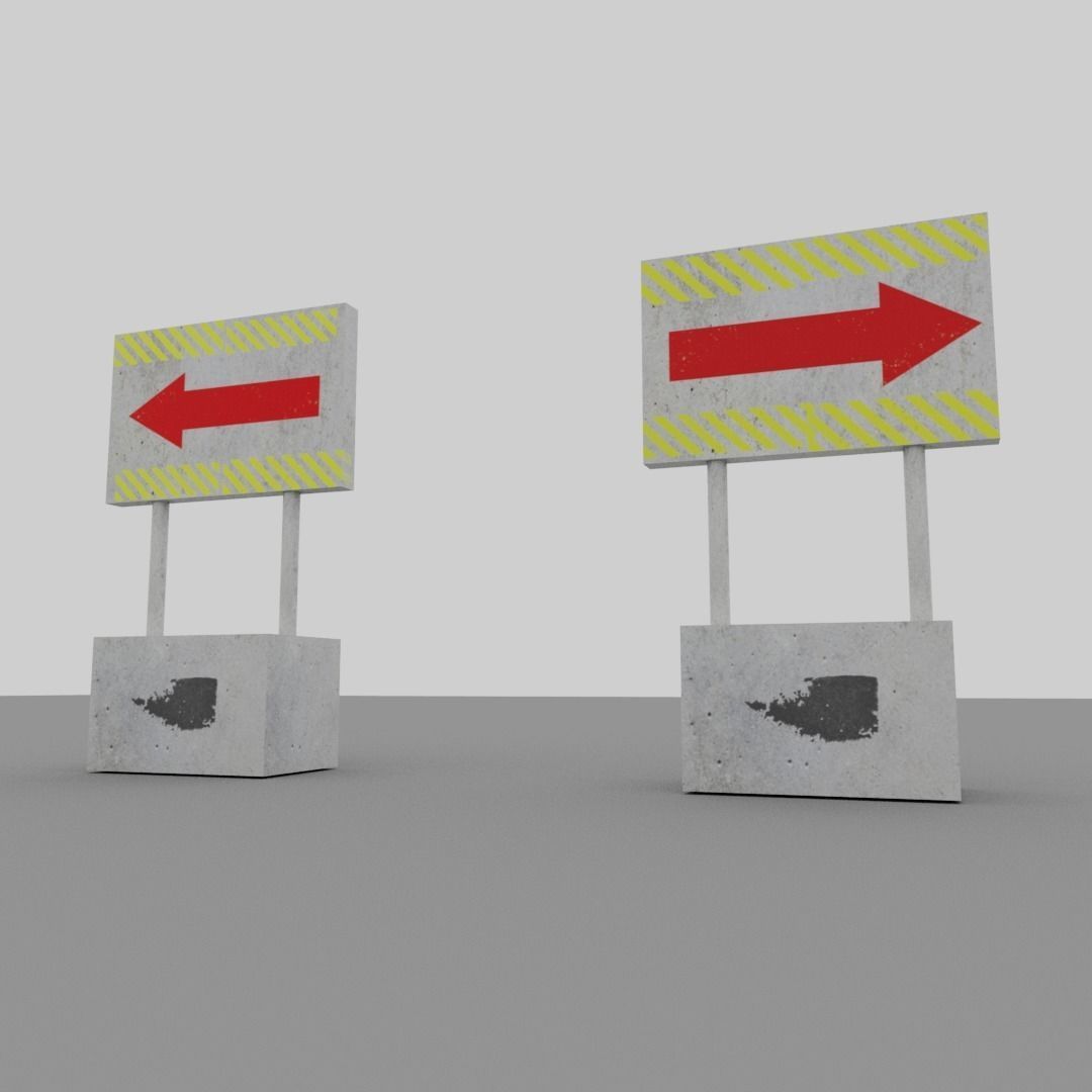 3D model Turn right and left sign VR / AR / low-poly | CGTrader