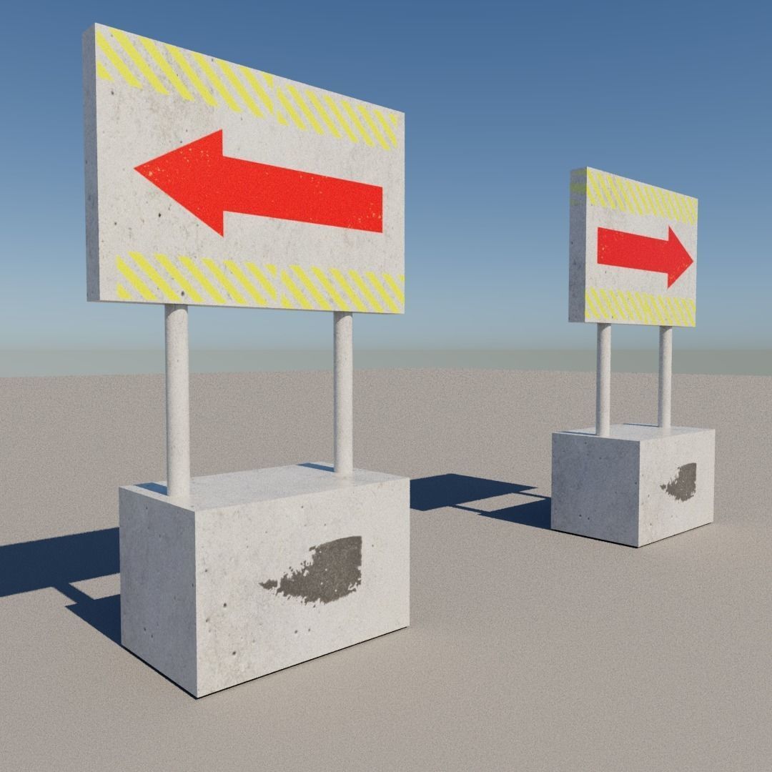 3D model Turn right and left sign VR / AR / low-poly | CGTrader