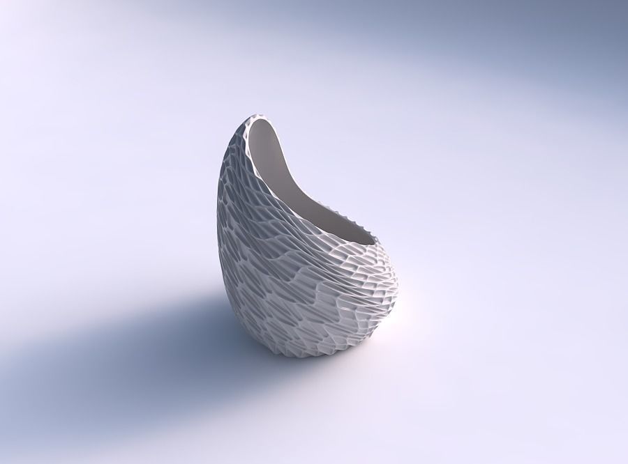 Vase Tide with wavy grid piramides 3D print model_0