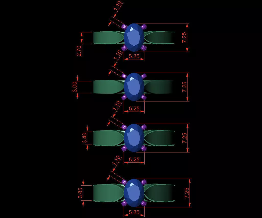 OVAL 0-75-CT 4 Shank Width Flat Profile 3D Model Collection_0