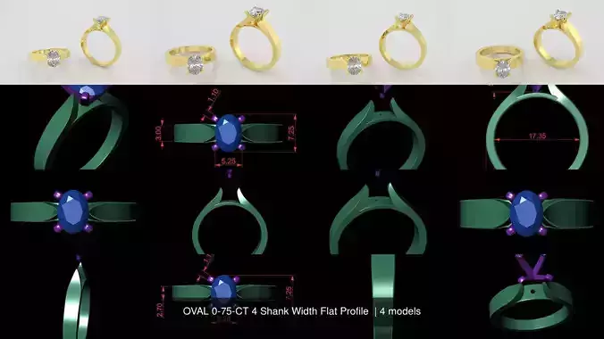 OVAL 0-75-CT 4 Shank Width Flat Profile 