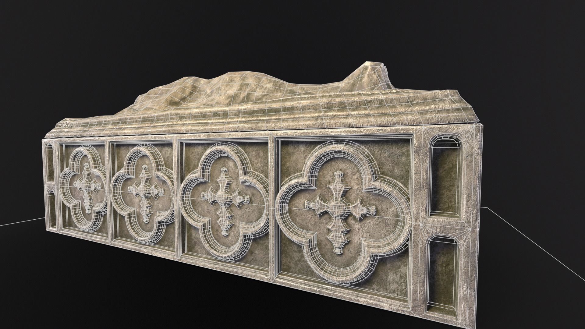 Medieval Gothic Crypt Low-poly 3D model_7