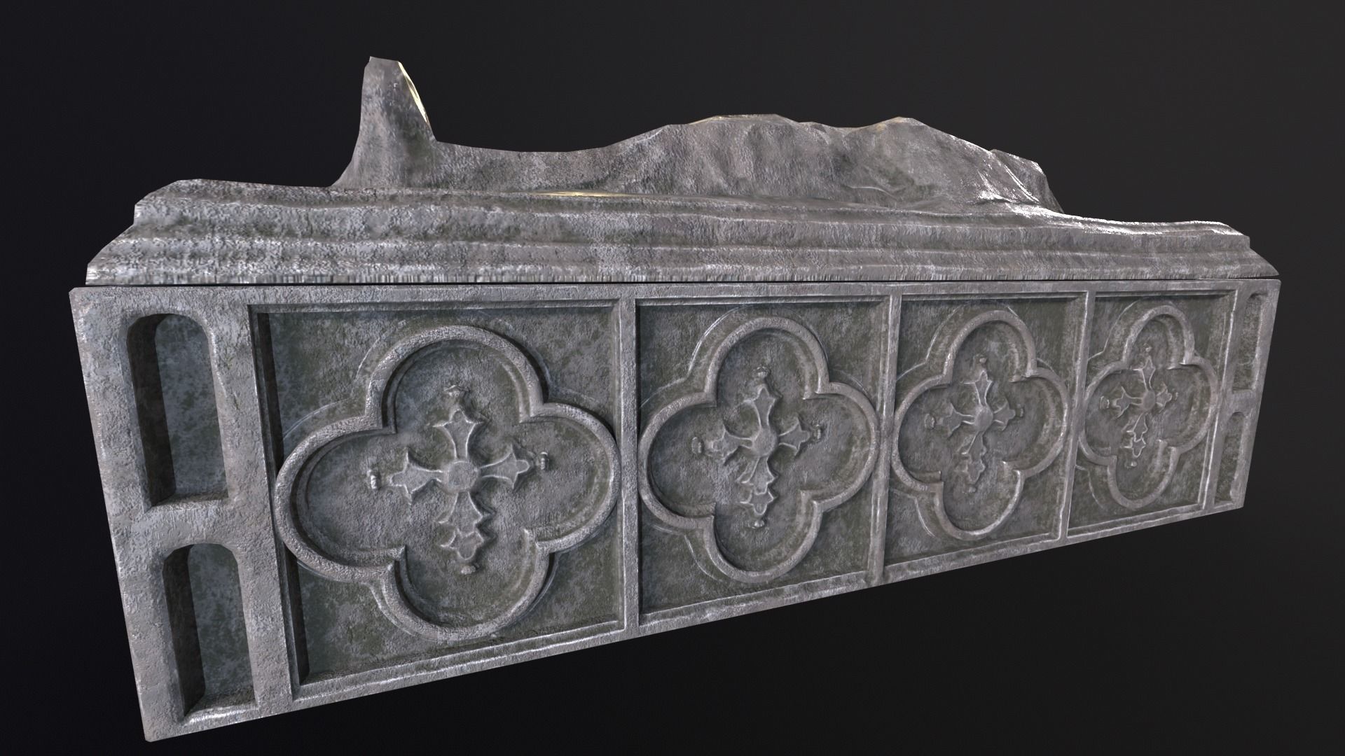 Medieval Gothic Crypt Low-poly 3D model_16