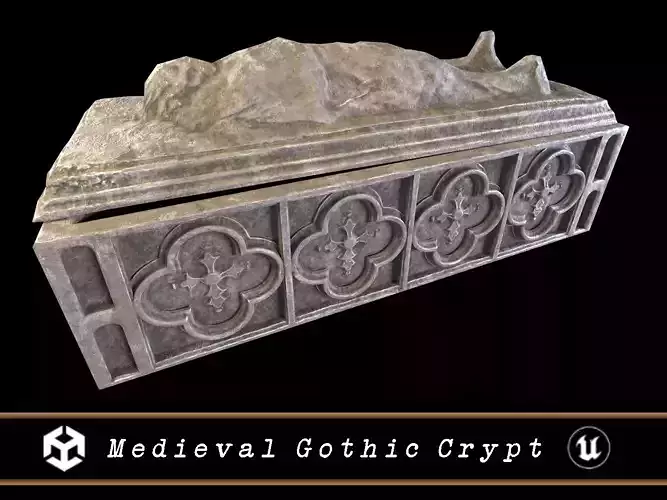 Medieval Gothic Crypt Low-poly 3D model
