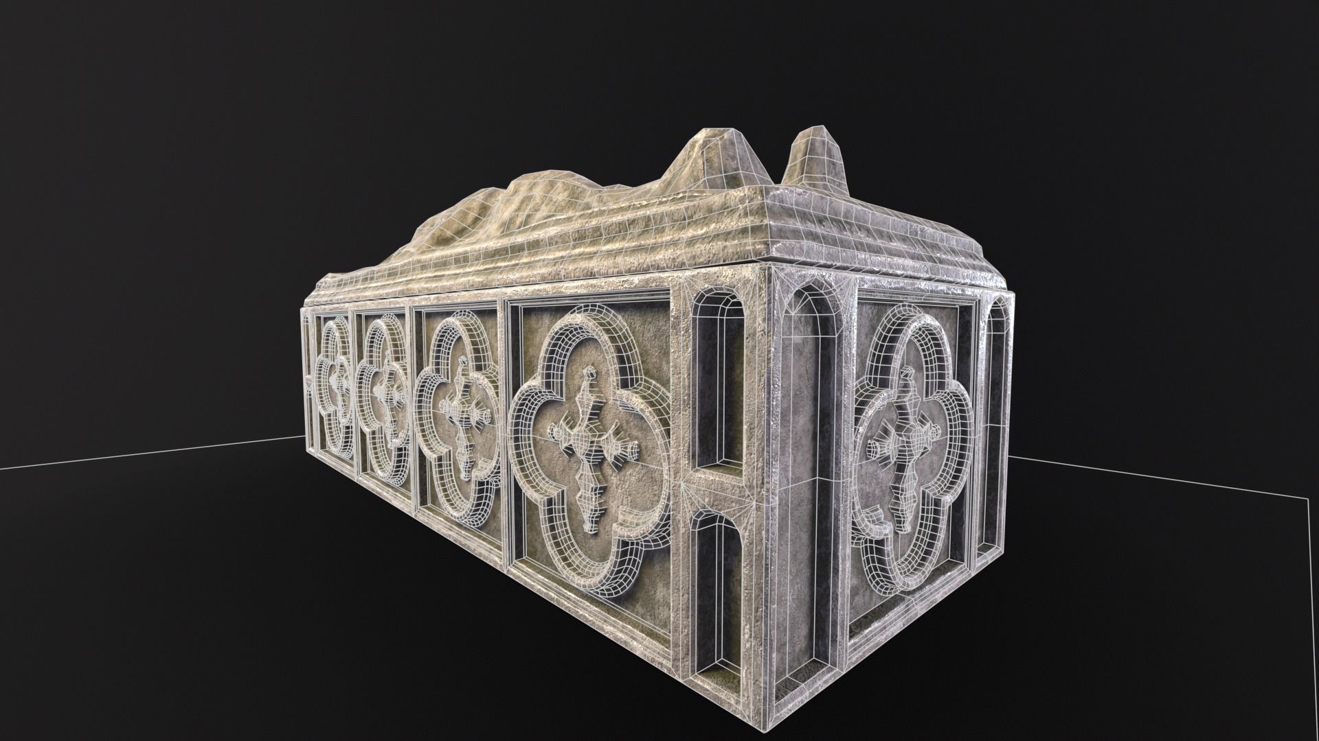 Medieval Gothic Crypt Low-poly 3D model_9