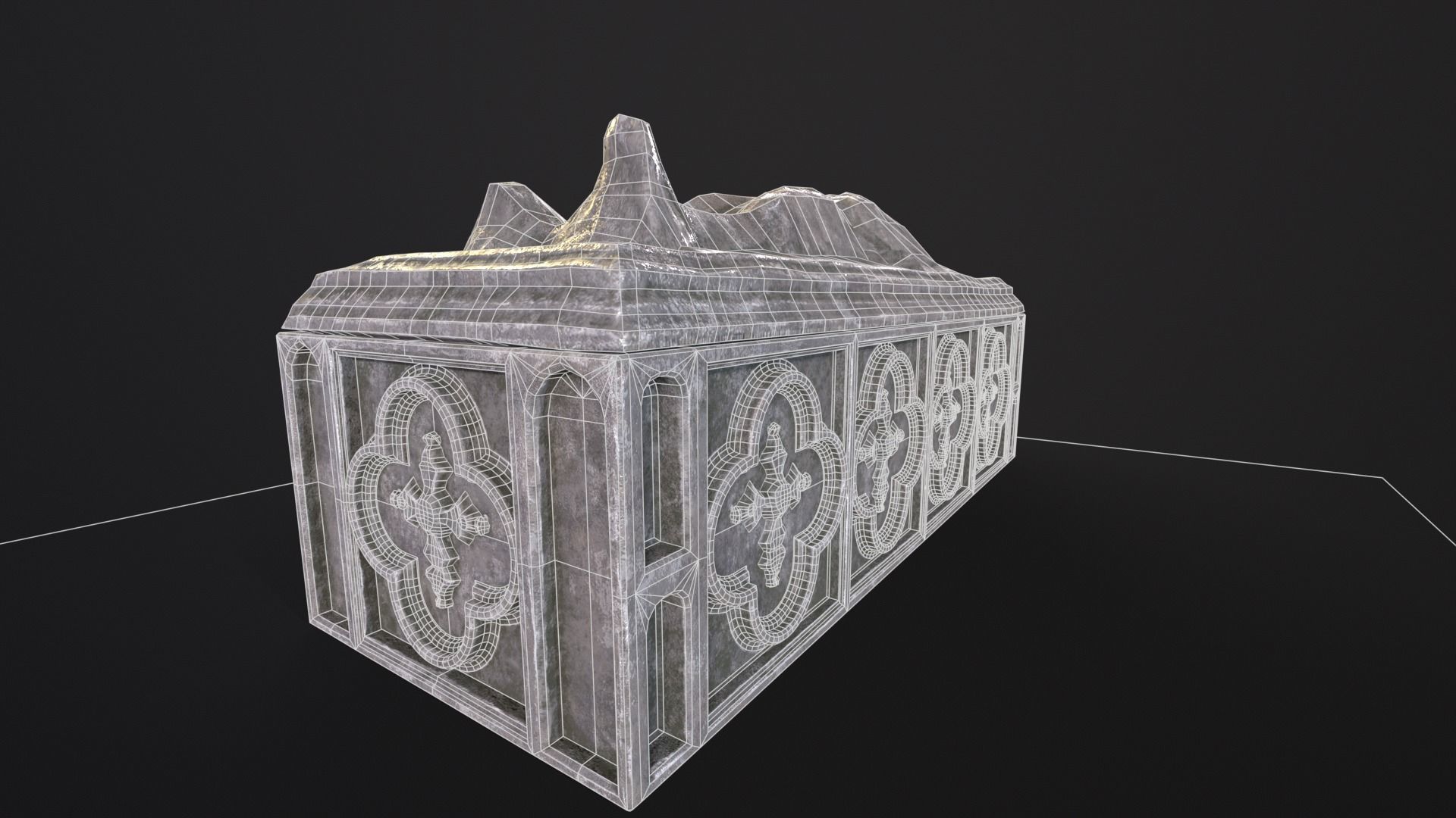 Medieval Gothic Crypt Low-poly 3D model_15