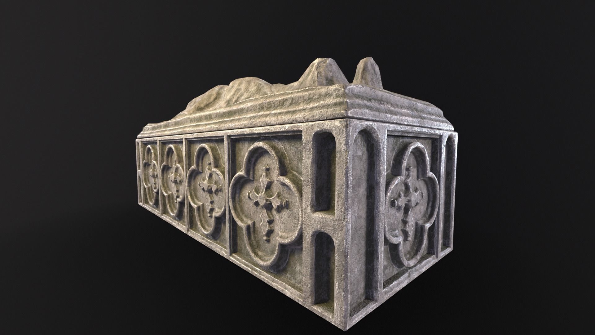 Medieval Gothic Crypt Low-poly 3D model_8