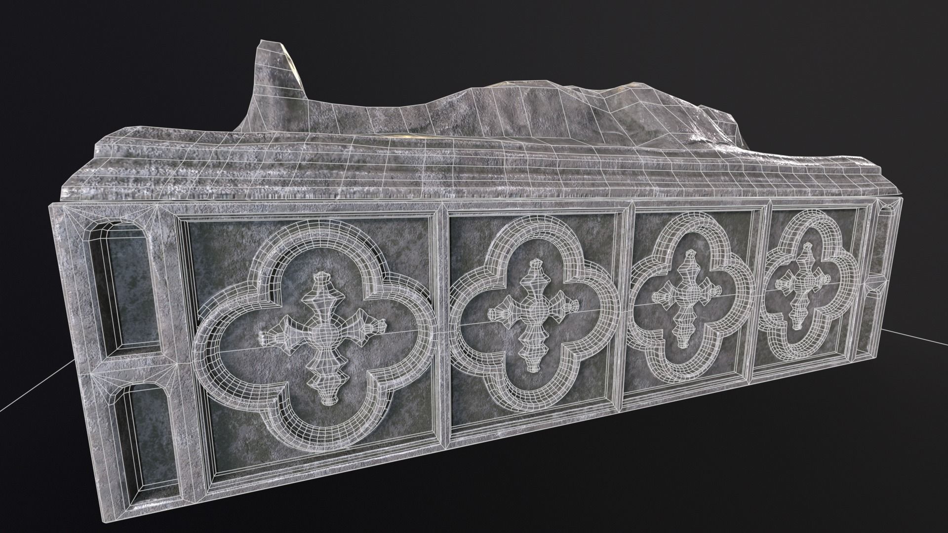 Medieval Gothic Crypt Low-poly 3D model_17