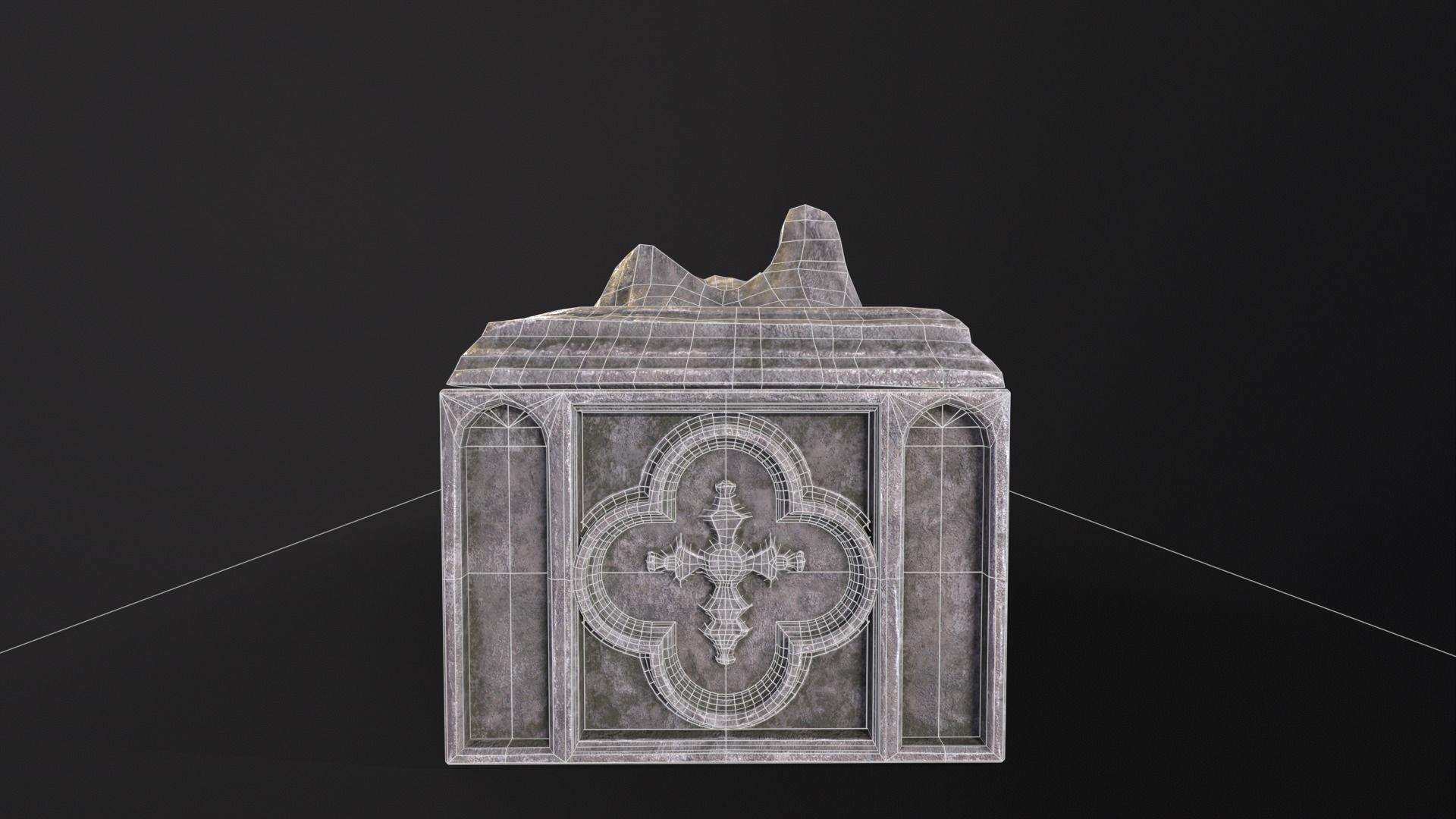 Medieval Gothic Crypt Low-poly 3D model_11