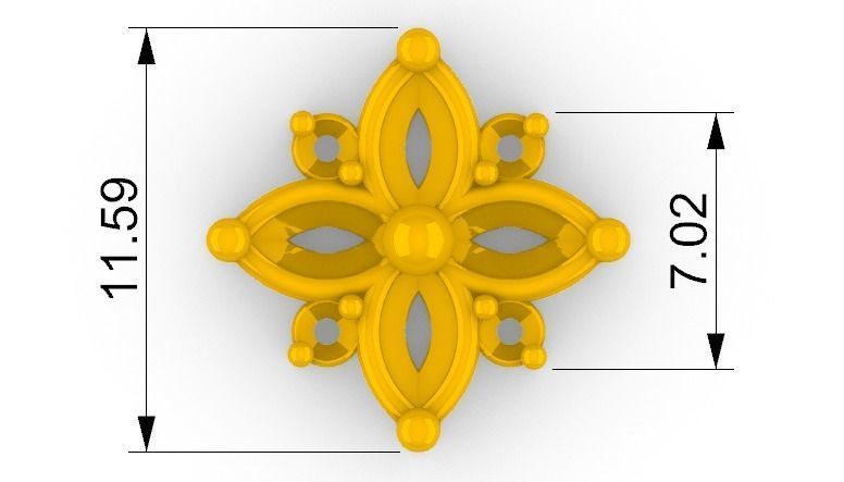 Flower Mole Earring Arete Topo Flor SM 3D print model_4