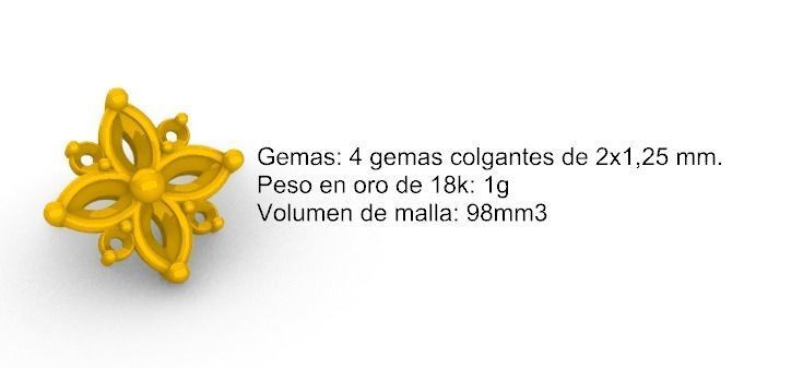 Flower Mole Earring Arete Topo Flor SM 3D print model_3