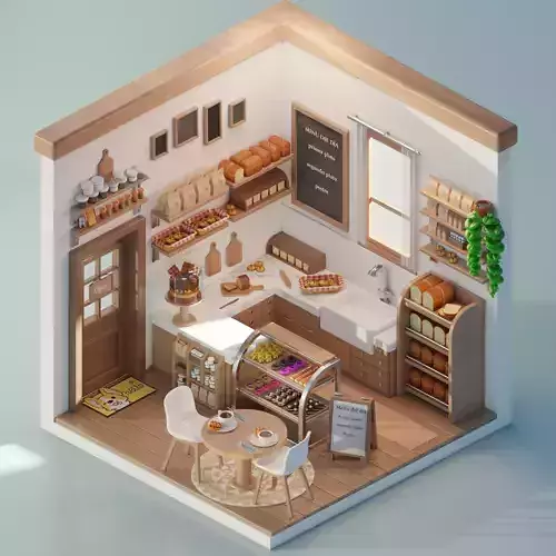 Isometric Restaurant Cartoon - Escena Isometrica Restaurante