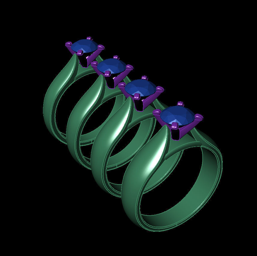 Round 0-75-CT 4 Shank width Sizes Quarter Round 3D Model Collection_11