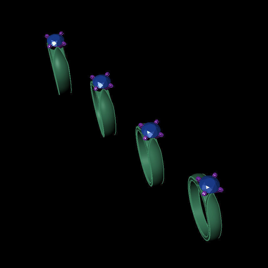 Round 0-75-CT 4 Shank width Sizes Quarter Round 3D Model Collection_10