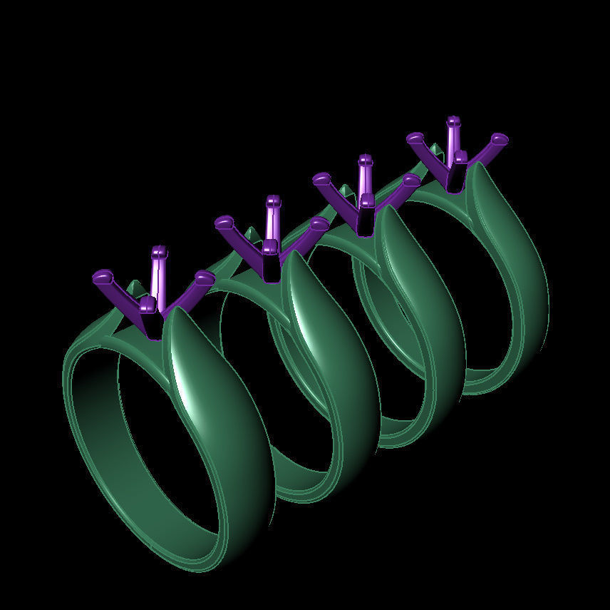 Round 0-75-CT 4 Shank width Sizes Quarter Round 3D Model Collection_14