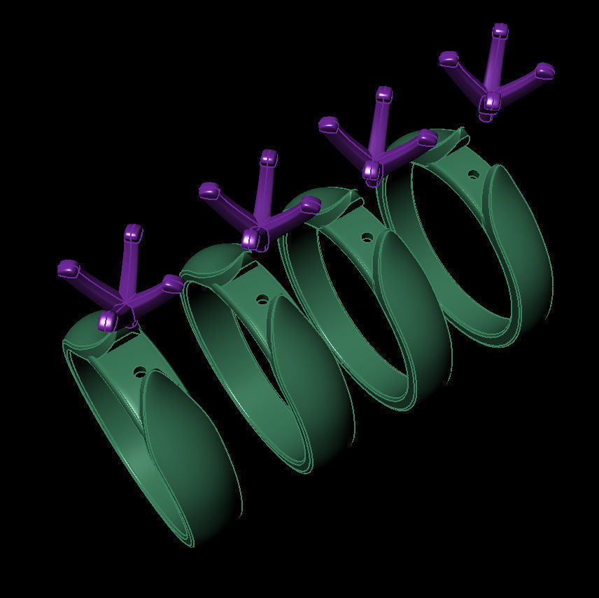 Round 0-75-CT 4 Shank width Sizes Quarter Round 3D Model Collection_13