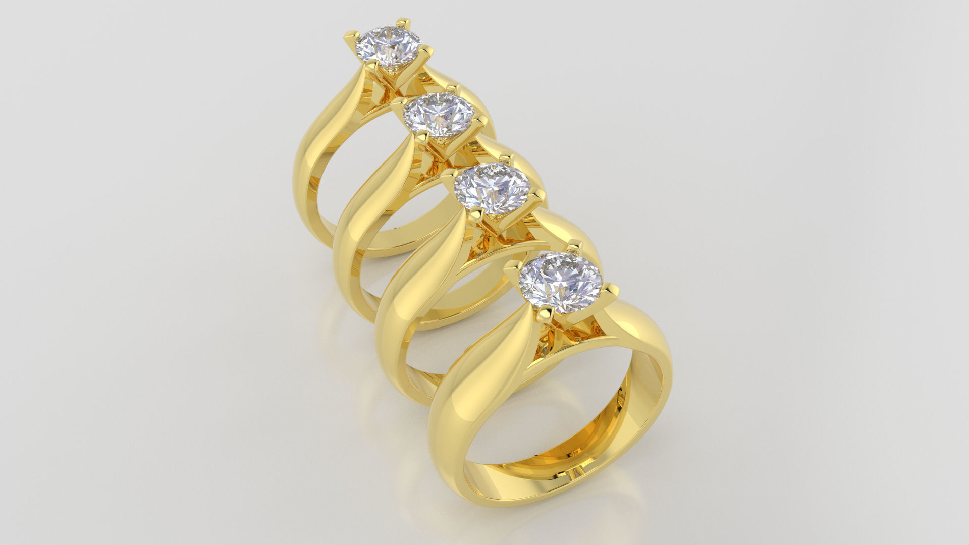 Round 0-75-CT 4 Shank width Sizes Quarter Round 3D Model Collection_4