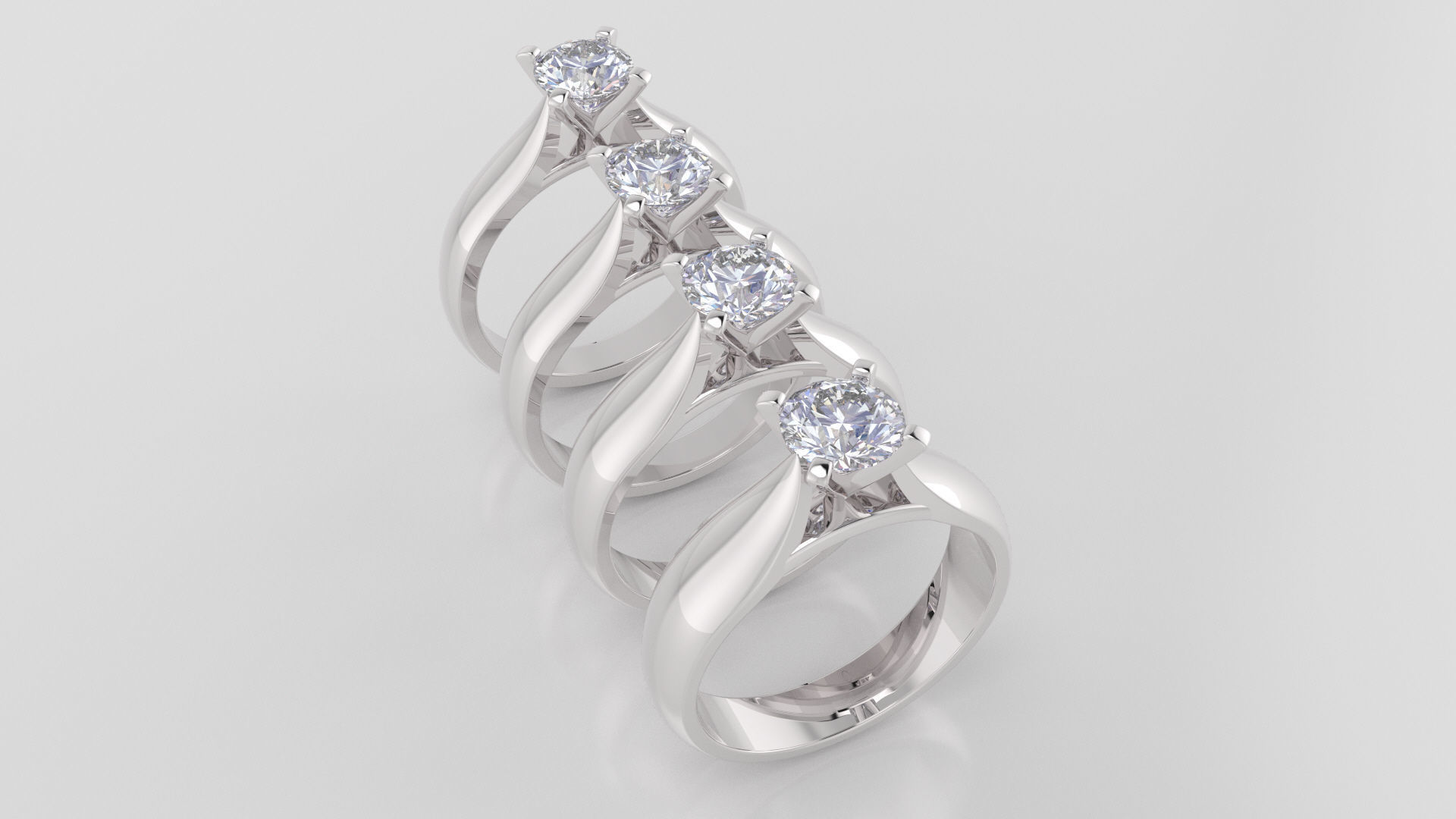 Round 0-75-CT 4 Shank width Sizes Quarter Round 3D Model Collection_5