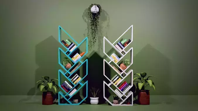 Bookshelf with plant
