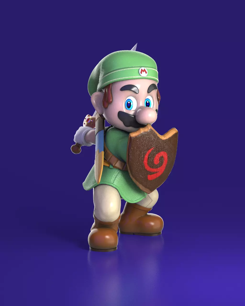 Mario Bross as Link from Leyend of Zelda Free 3D print model