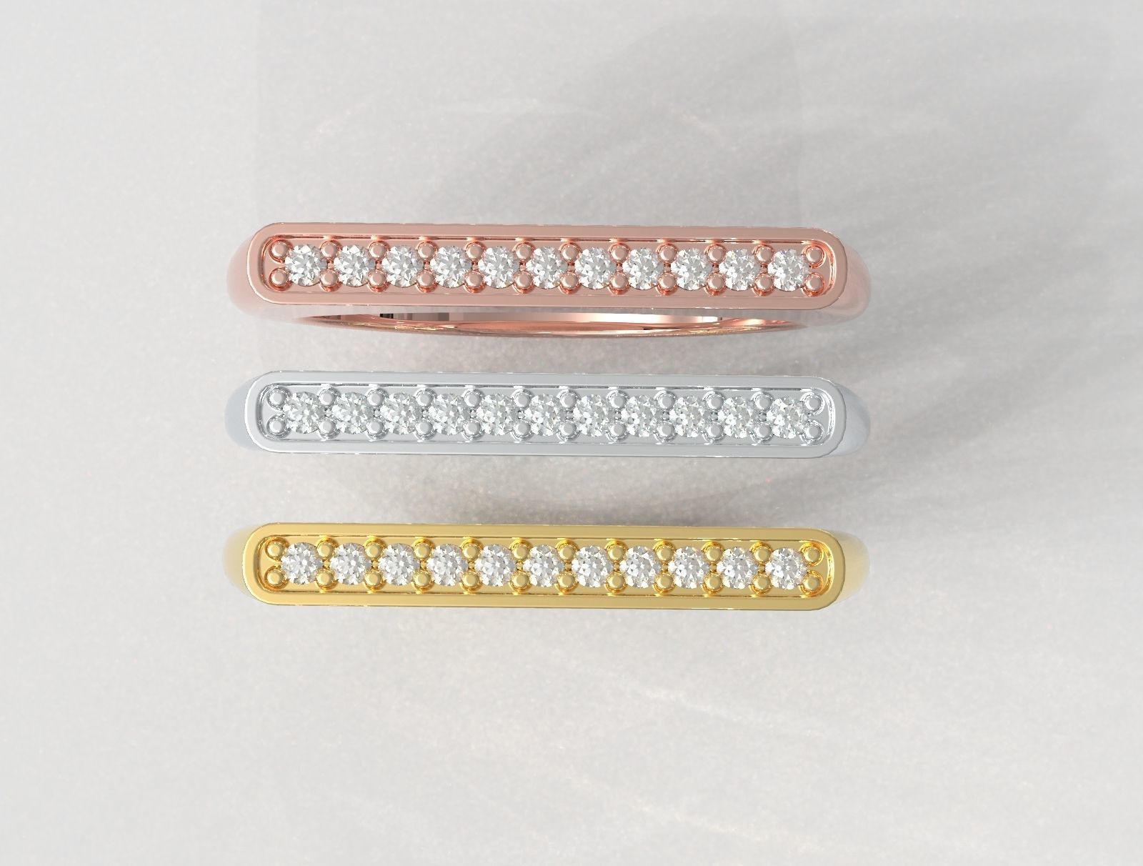 Classic Diamond Ring 3D print model_2