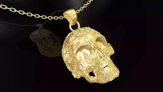 Skull tattoo Gold Pendant Jewelry 3D print model