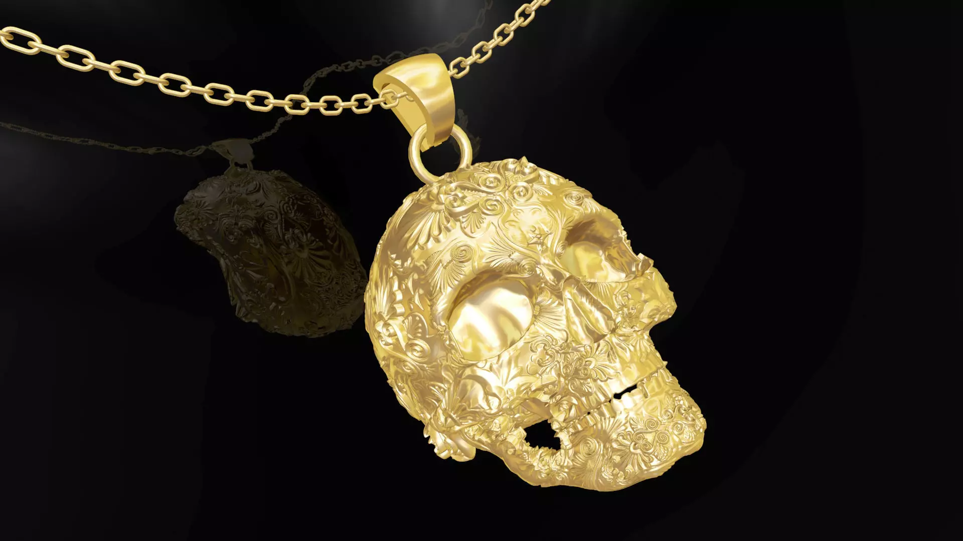 Skull tattoo Gold Pendant Jewelry 3D print model
