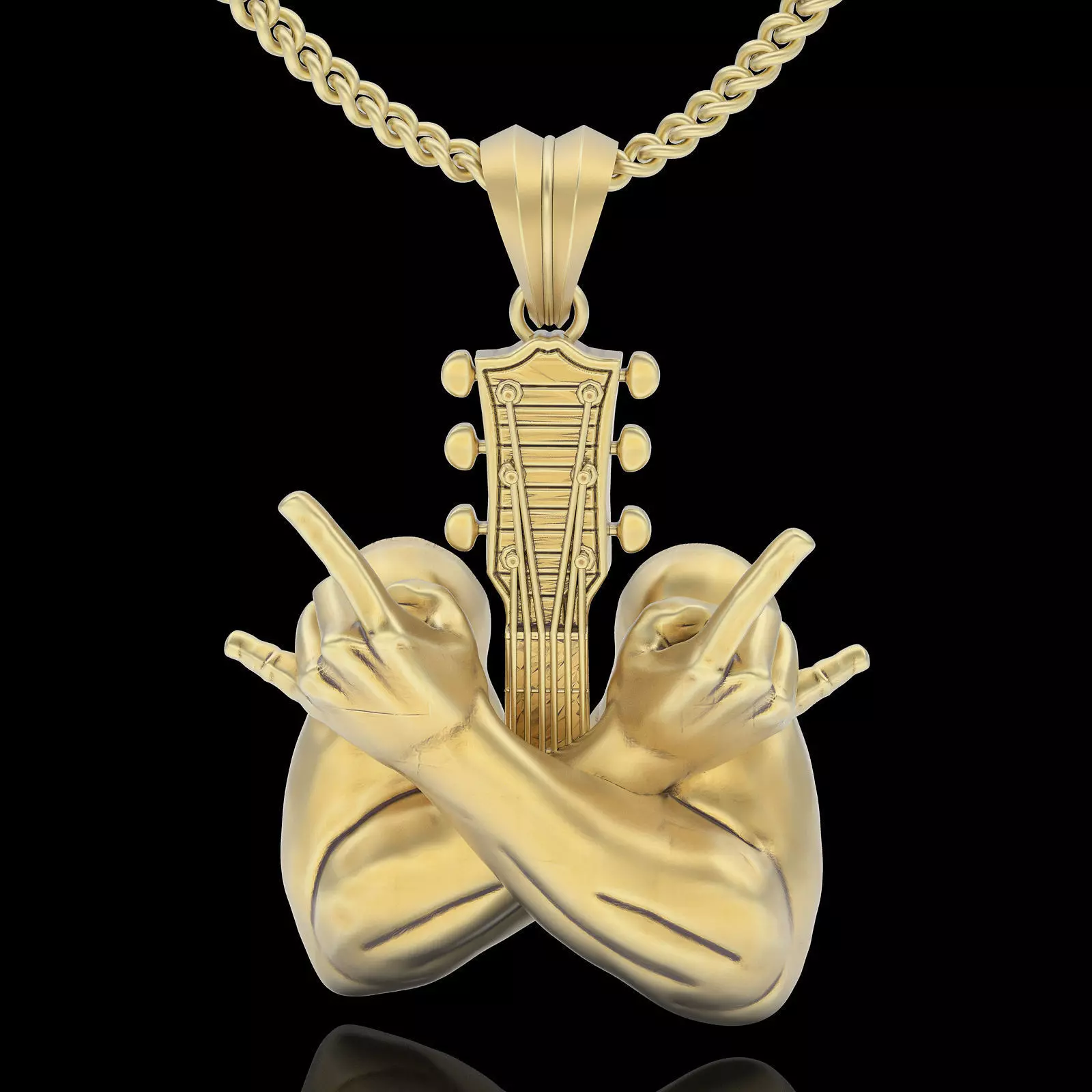 Crossed hands sign rock roll gesture guitar pendant printable 3D print model