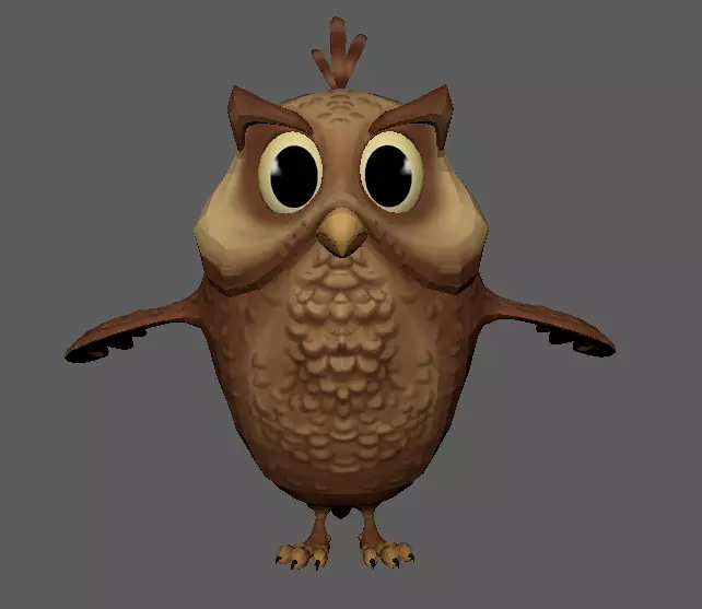Cartoon Cute Owl Character 3D Model Low-poly 3D model_0