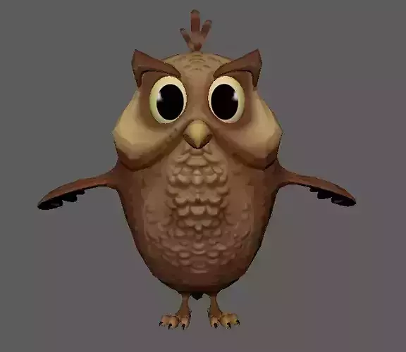 Cartoon Cute Owl Character 3D Model