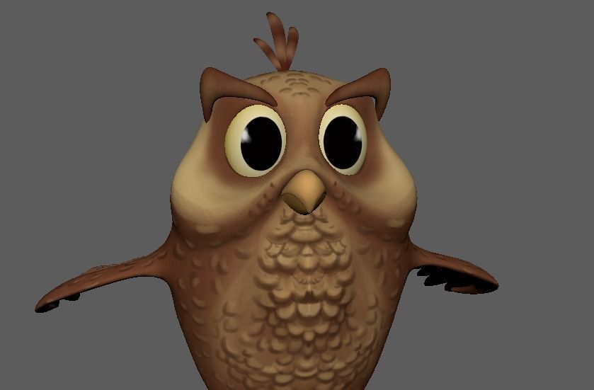Cartoon Cute Owl Character 3D Model Low-poly 3D model_3