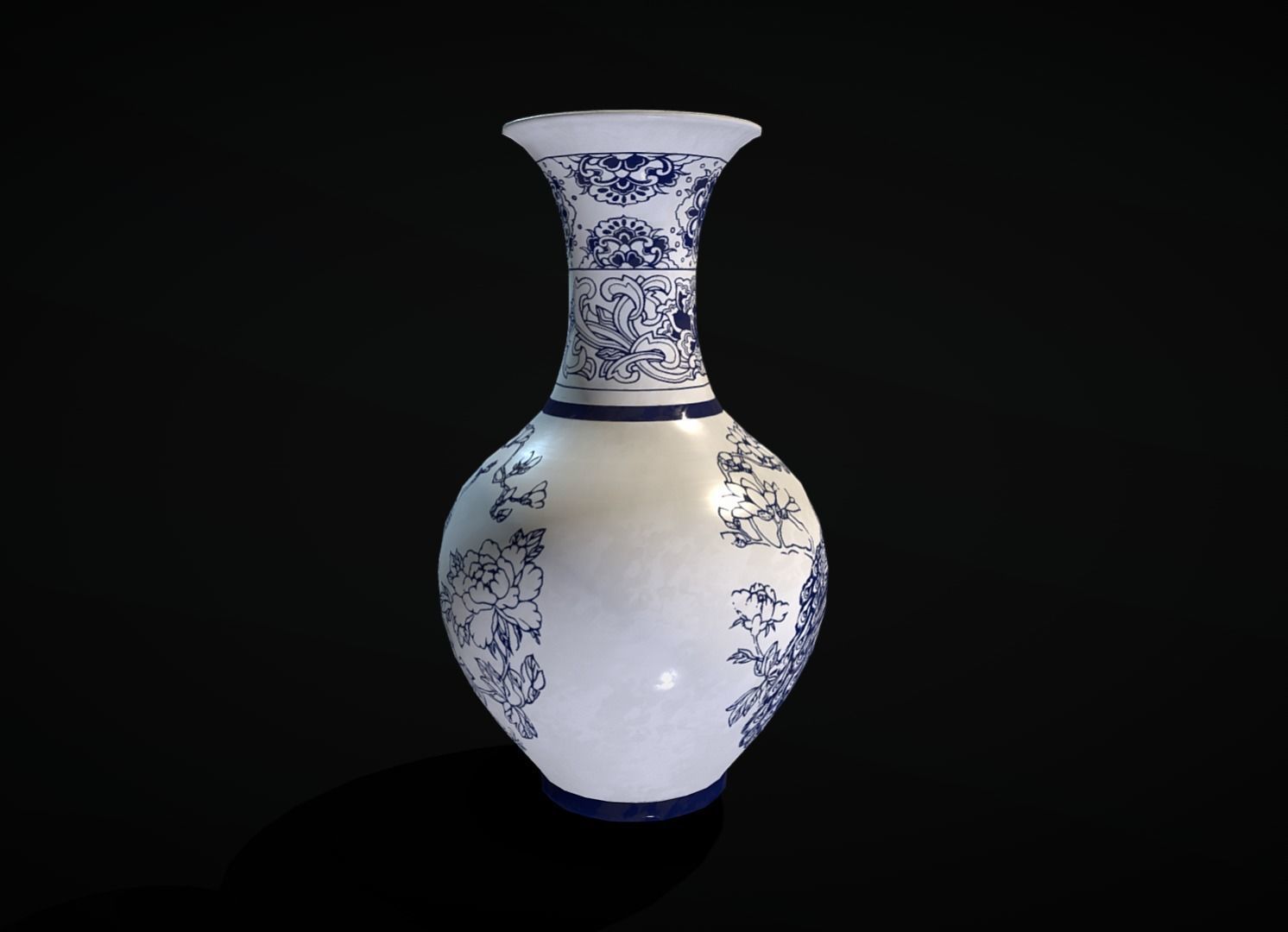 Chinese vase with firebird Low-poly 3D model_6