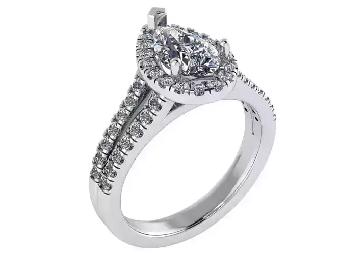 Pear Halo Split Shank Ring 1906