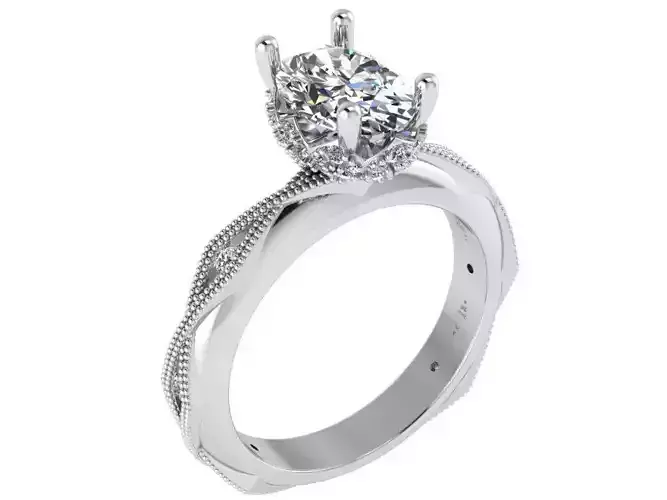 Oval Diamond Milgrain Ring 1909