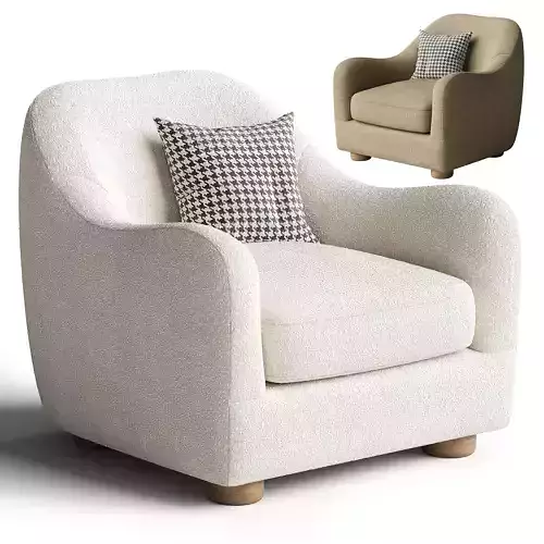 Bacio Cream Boucle Lounge Chair 3D model