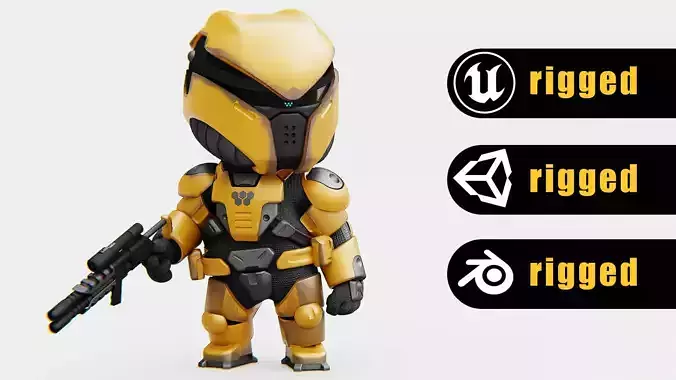 TOON TROOPER DOMIAC Rigged for Unreal Engine - Unity - MIXAMO