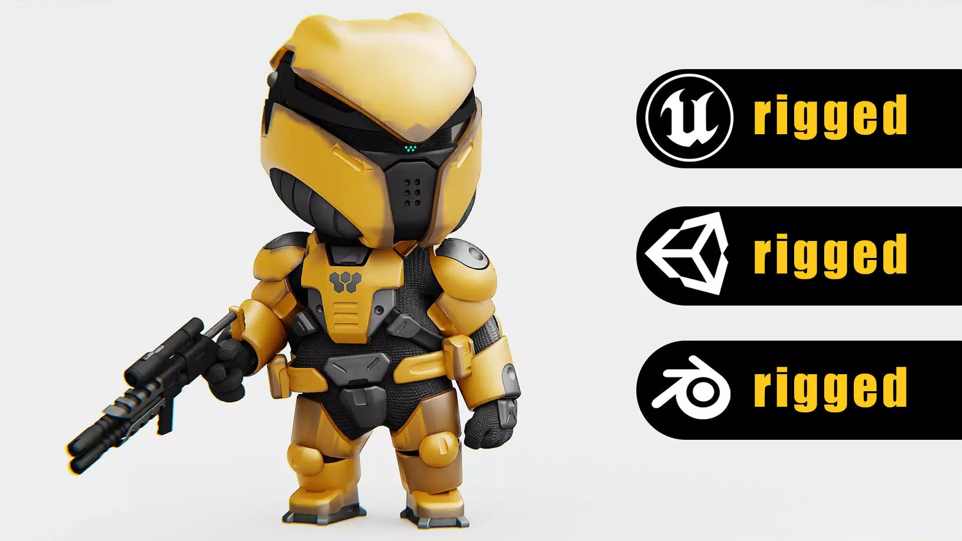 TOON TROOPER DOMIAC Rigged for Unreal Engine - Unity - MIXAMO 3D model