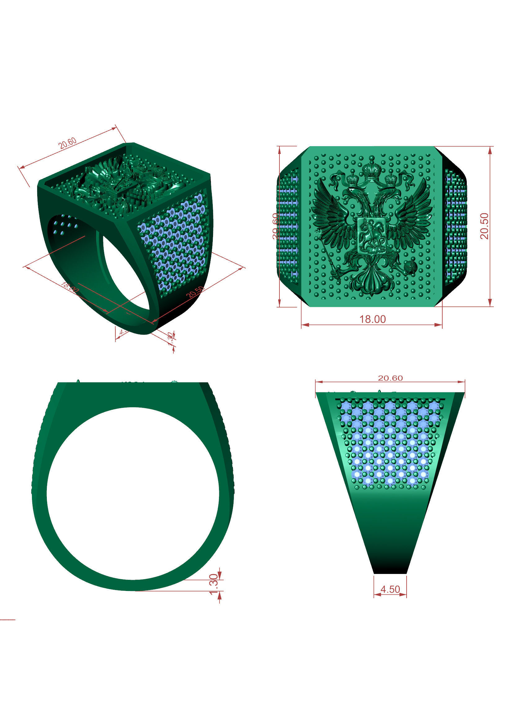 Men Diamond Ring  3D-Printable Ornamental Jewelry Design 3D print model_6