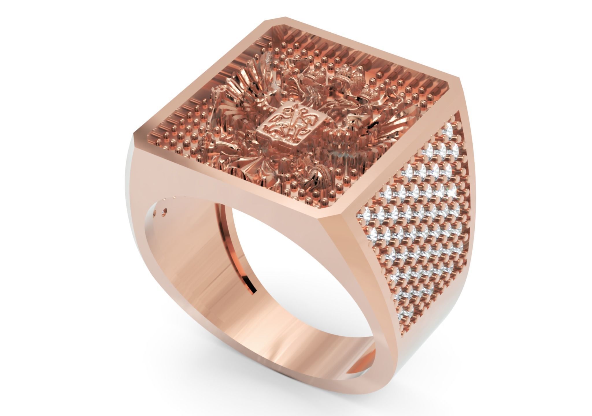 Men Diamond Ring  3D-Printable Ornamental Jewelry Design 3D print model_1